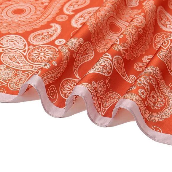 Orange pattern Silky Neck Scarf